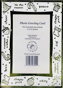 Christmas Holidays Photo Greeting Card for 4 x 6 Photos - Gold Foil - Pack of 10 - Picture 1 of 3