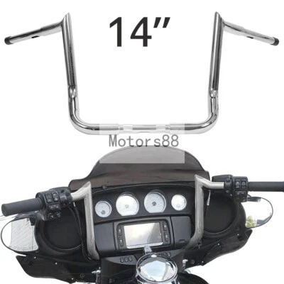 Chrome 14" For Harley Street Electra Glide Meathook Bars Handlebar Replace Foto 1 de 4