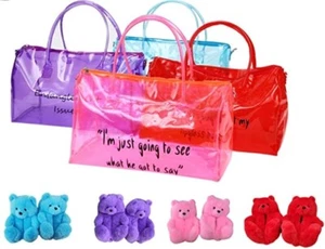LUXURY: Duffle Bag with Teddy Bear Slippers - Picture 1 of 6