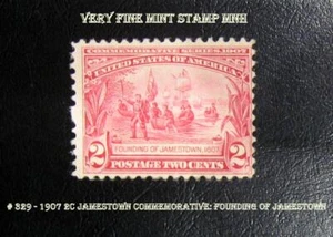 MNH Stamp # 329 - 1907 2c Jamestown Commemorative: Founding of Jamestown - Picture 1 of 2
