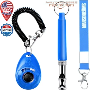 3-Pack Pet Training Clicker & Whistle – Bark Control, Adjustable Frequency, Blue - Picture 1 of 10