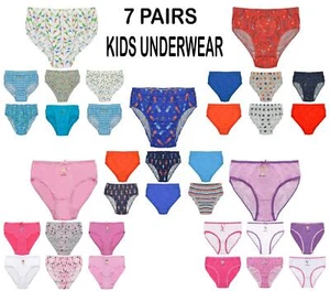 Kids Briefs Underwear Girls Boys Childrens 7 Pack Knickers Undies Underpants - Picture 1 of 60
