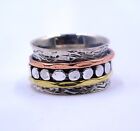 925 Solid Sterling Silver Natural Multi Two Tone Handmade Ring