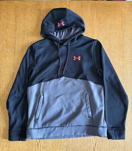 Under Armour Coldgear Loose Sweatshirt Hoodie Grey Neon Orange Logo Size M - Picture 1 of 9
