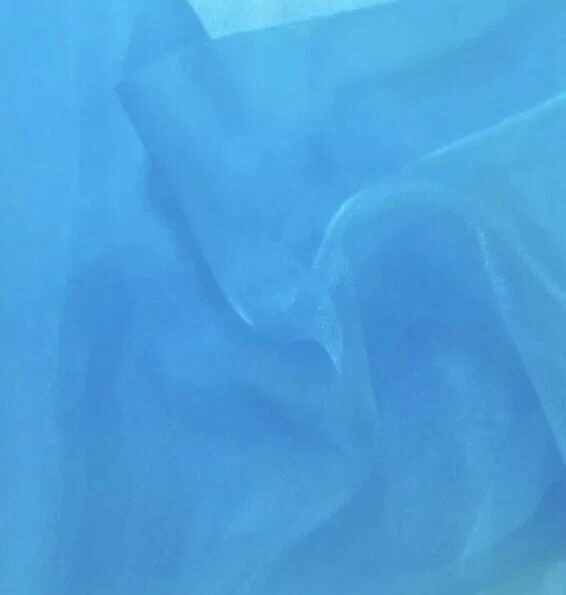 Turquoise Crystal Organza Fabric 60” Width Sold By The Yard - Image 1 of 1