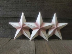 Set of 3 White 6" Barn Stars Metal Patriotic Americana Rustic Country Farmhouse - Picture 1 of 12