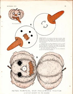 1913 Peter Pumpkin Sin Usar Recorte JOL Halloween Revista McCall Octubre - Imagen 1 de 2