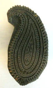 Vintage Wooden Printing Block Hand Carved Textile Press Fabric Stamp Paisley - Picture 1 of 12