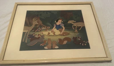 RARO ENMARCADO 1937 ANIMACIÓN BLANCA COMO LA NIEVE REPRODUCCIÓN CEL GALERÍA COURVOISIER SF Foto 1 de 4