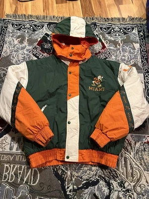 Miami Hurricanes Pro Player Daniel Young Vintage Hooded Jacket Patches Large  - Image 1 of 4
