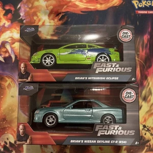Jada Tys Fast & Furious Brian's Nissan Skyline GT-R R34 Die Cast & Eclipse 2X - Picture 1 of 6