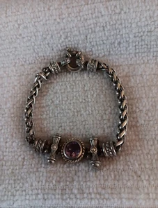 Italien (B) Sterling Silber Weizen Kette Amethyst mit 14k Gelbgold Armband - Bild 1 von 8