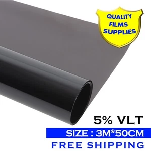 50cm*3m 1 Roll 5% VLT Window Exterior Solar Film Tint Film Black Car House Glass - Picture 1 of 15