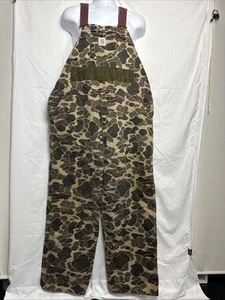 Vintage Carhartt BU103 Bib Overalls Duck Camo Hunting Men's 44x32 Camouflage - Picture 1 of 9