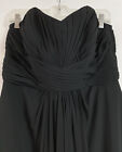 Davids Bridal Sz 12 Full length Formal Black Empire Dress Strapless Pleat Ruched