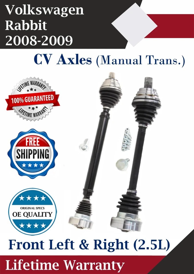 Novos eixos CV dianteiros OE para 2008-2009 Volkswagen Rabbit 2.5L manual vitalício Warr. - Imagem 1 de 4