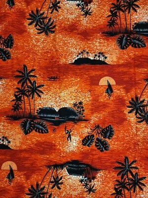 Vintage Alexander Henry Hawaiian 3 yd Tiki Hawaii Fabric Original - Image 1 of 4