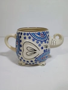 Royal Embossed Lucky Elephant Coffee Tea Mug blue and white - Picture 1 of 6