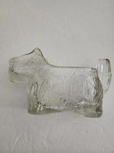 Plato de caramelo/crema Scottie Terrier de vidrio transparente vintage para perros - Imagen 1 de 3