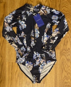 Yolipuli Girls Size XXL Blue Floral Long Sleeve Rash Guard Bathing Suit  - Picture 1 of 4