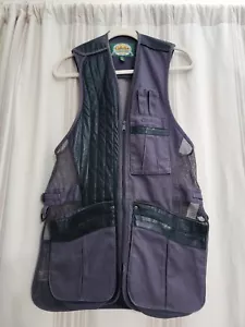 Cabela's Hunting Vest Small Gray/Blue/Black Leather - Picture 1 of 5