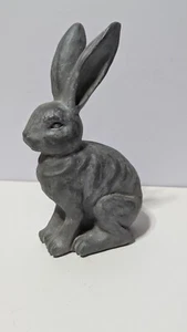 9.5″ Gray Resin Bunny Rabbit Statue – Rustic Shelf or Garden Spring Decor - Picture 1 of 3