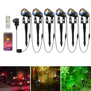 6er LED APP Gartenstrahler mit Stift- und Buchsenanschluss RGBWW IP65 - Bild 1 von 9