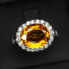 Wunderschöne gelbe Saphir seltene 6,30 Karat 925 Sterlingsilber handgefertigte Ringe Größe 7