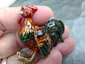 Small Vintage Collectible “Monet” Enamel Rooster Trinket Box - Picture 1 of 5