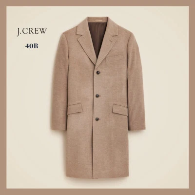 J. CREW Men's Rivington Topcoat in Italian Wool Cashmere Blend, Heather Tan 40R - Image 1 of 4