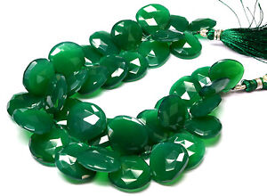 Natural Green Onyx Heart Faceted Gemstone Beads 16mm-19mm 473Ct 8" Strand PH-062