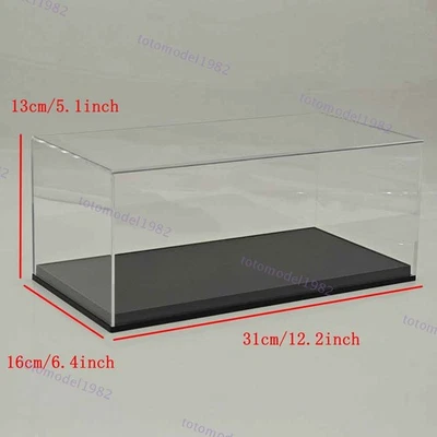 1:18 Scale Model Toy Display Box Clear Dustproof Acrylic Case Carbon Fiber Base - Image 1 of 4