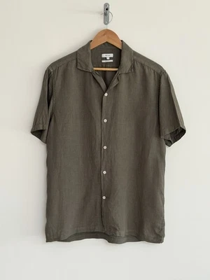 Camisa Reiss “Rufus” Manga Corta 100% Lino Verde Oscuro Calce Grande/Regular Foto 1 de 4