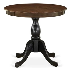 East West Furniture Kitchen Table - Walnut Table Top and Black Pedestal Leg... - Picture 1 of 2