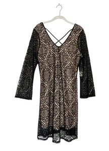 Vestido Liberty Love Manga Larga Cuello en V Cruzado en Negro - Talla 1XL - Nuevo - Imagen 1 de 8