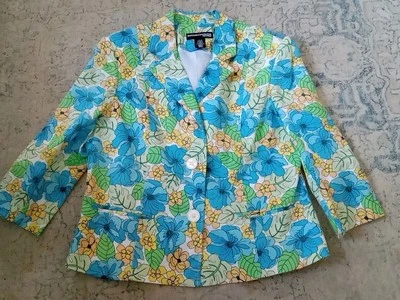 Blazer floral brillante para mujer Norton McNaughton Petites Brand talla 12 Petite Foto 1 de 3