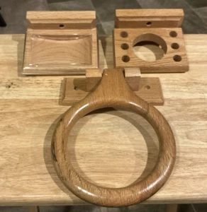 Vintage Wooden 3pc Bathroom Set: Towel Ring, Soap Dish, Toothbrush/Cup Holder - Picture 1 of 1