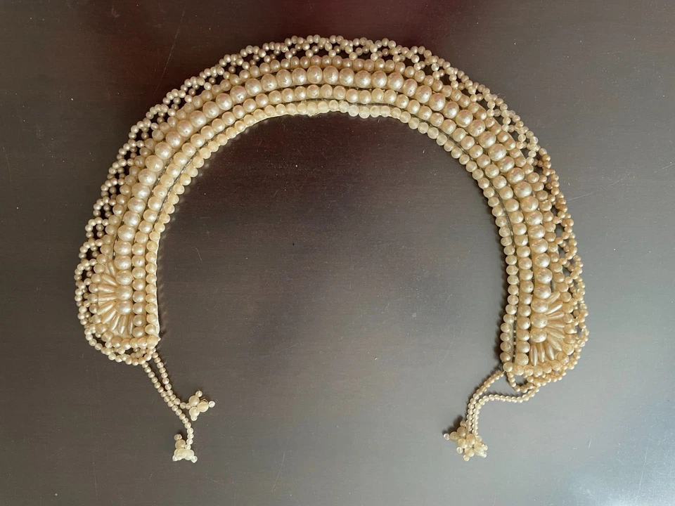 Винтажный воротник из бисера искусственный жемчуг - Изображение 1 из 1