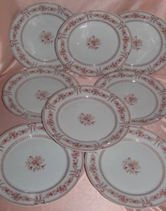 Série 8 assiettes dessert porcelaine Paris décor Antoinette style second Empire - Imagen 1 de 7
