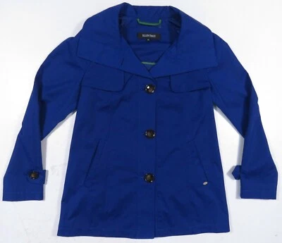 NUEVO SIN ETIQUETAS Abrigo Chaqueta Ellen Tracy Viento Azul Lluvia Botón Completo XS Foto 1 de 4