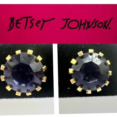 PENDIENTES BETSEY JOHNSON Vintage Tachuelas Estrás Azul Lavanda Nuevos con Etiquetas Foto 1 de 4