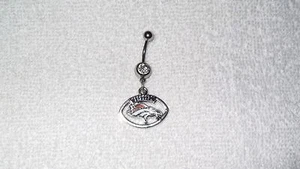 NFL Denver Broncos Team Football Charm Belly Navel Ring Body Jewelry Piercing - Picture 1 of 2