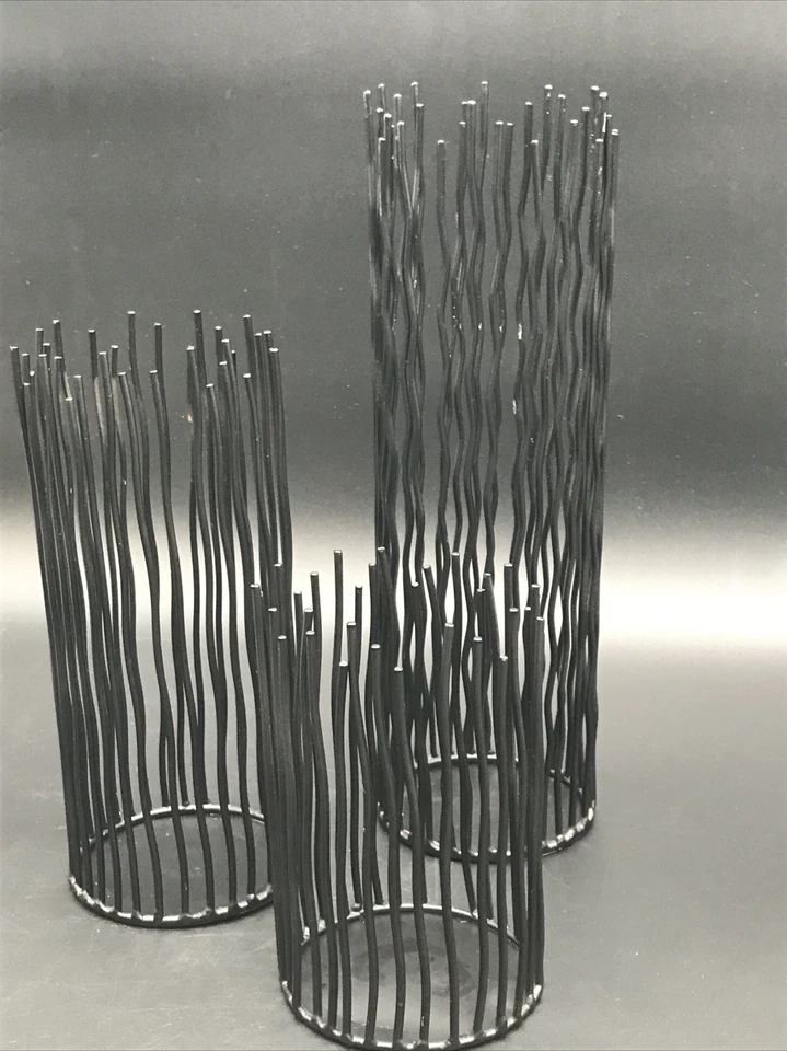 Juego de 3 Candelabros Pilar Hierro Metal Negro Candelabro Moderno Interior y  Foto 1 de 4