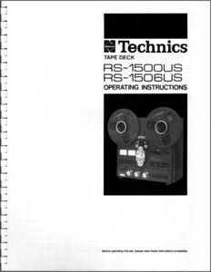 Technics RS-1500US / RS-1506US Carrete a Carrete Cinta Cubierta Manual del Propietario - Imagen 1 de 3