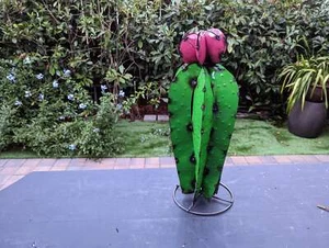 Cactus Garden Decor, Cactus Decorations for Yard or Home, Hand Painted 17" High - Picture 1 of 6