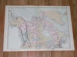 1891 ANTIQUE MAP OF CANADA OLD PROVINCES ASSINIBOIA ATHABASCA / ALASKA GREENLAND - Picture 1 of 17