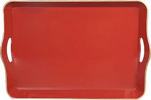 Large Red Decorative Tray, Elegant Plastic Serving Tray with Handles, Table Tray - Picture 1 of 7