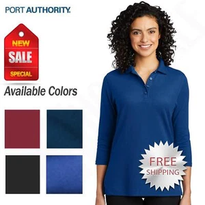Port Authority Women's Silk Touch 3/4-Sleeve Polo Shirt L562 - Picture 1 of 17