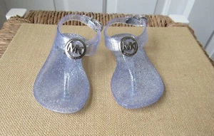 Size: 6M Infant/Baby MICHAEL KORS Silver Thong Jelly Sandals Glitter Detail Logo - Picture 1 of 9