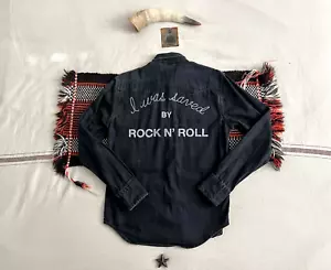 Camicia Levi's Saved By Rock N Roll M Barstow ricamo punto catena nera rara - Foto 1 di 21